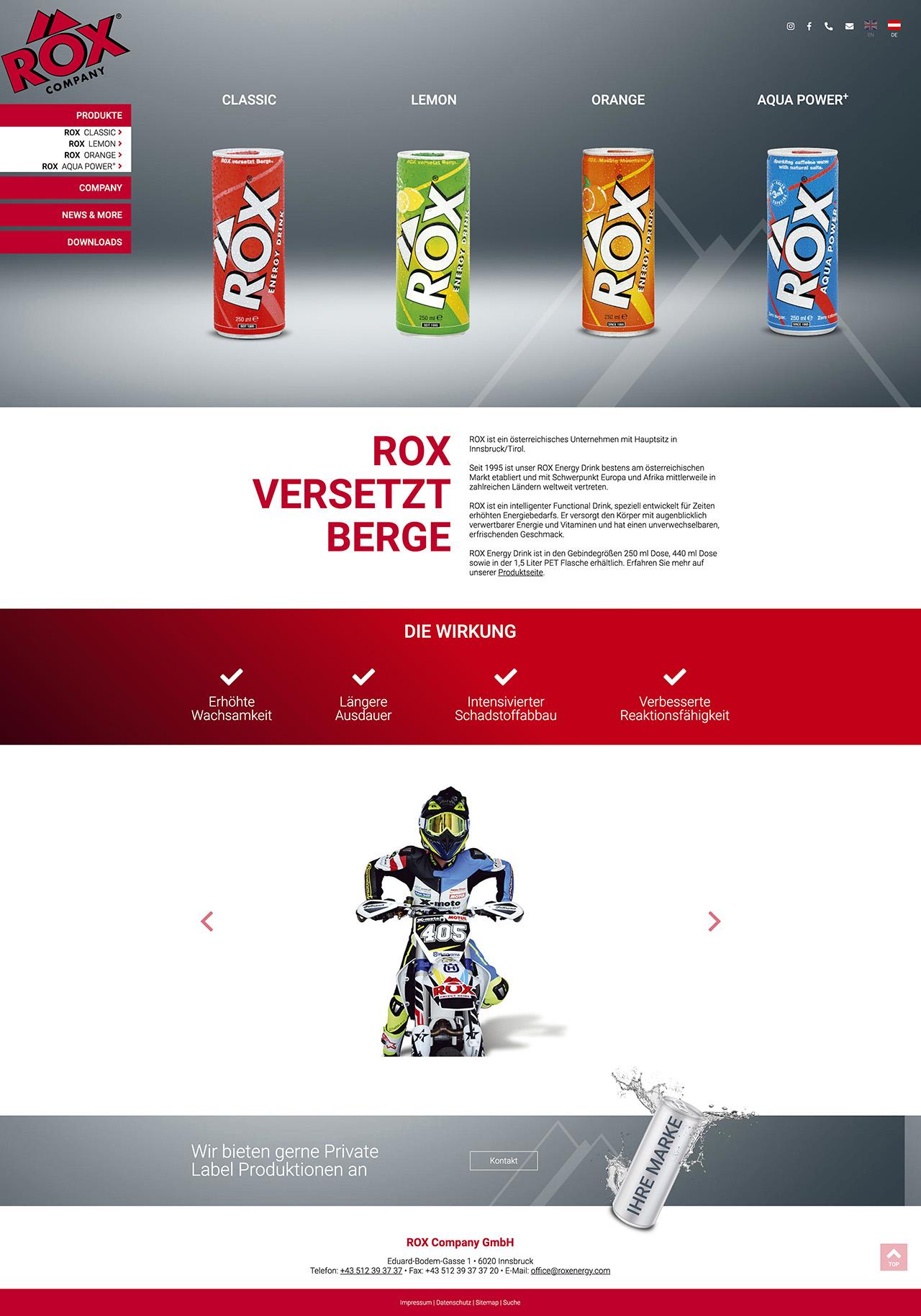 ROX Webseite Desktop