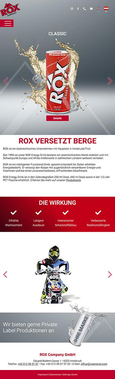 ROX Webseite Tablet