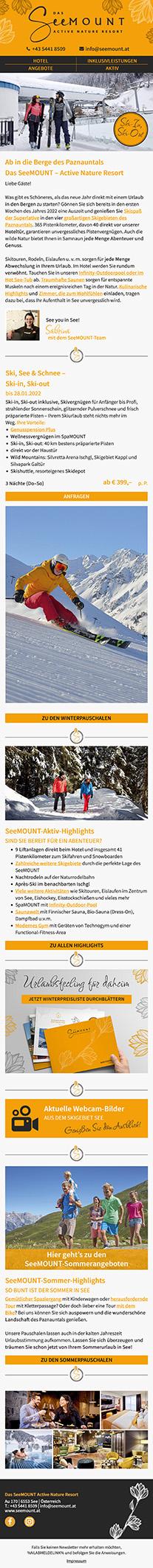 Hotel SeeMOUNT Newsletter Mobil